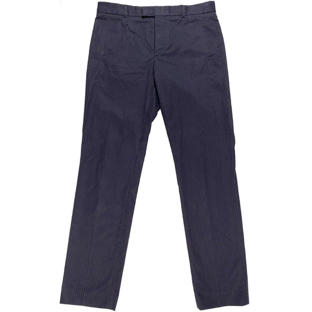 MARNI for H&M Vertical Stripe Straight Leg Cotton Trousers Navy mens 34x31.5